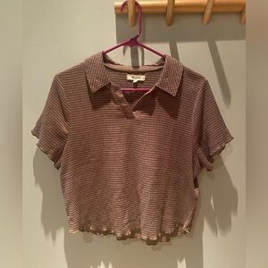 Madewell Crinkle Polo Crop shirt